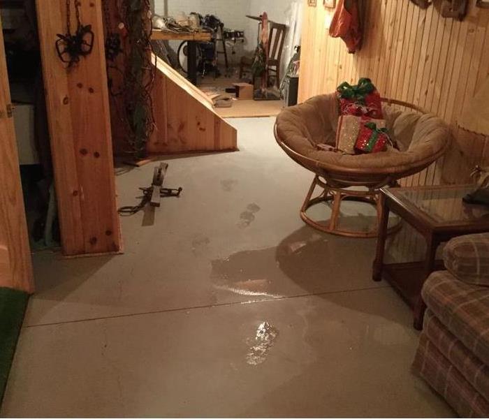 water affected basement floor