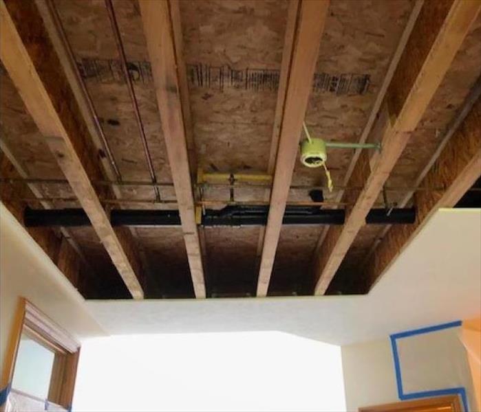 ceiling removed due to water damage