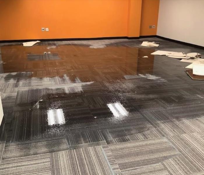 flooded room in commercial building
